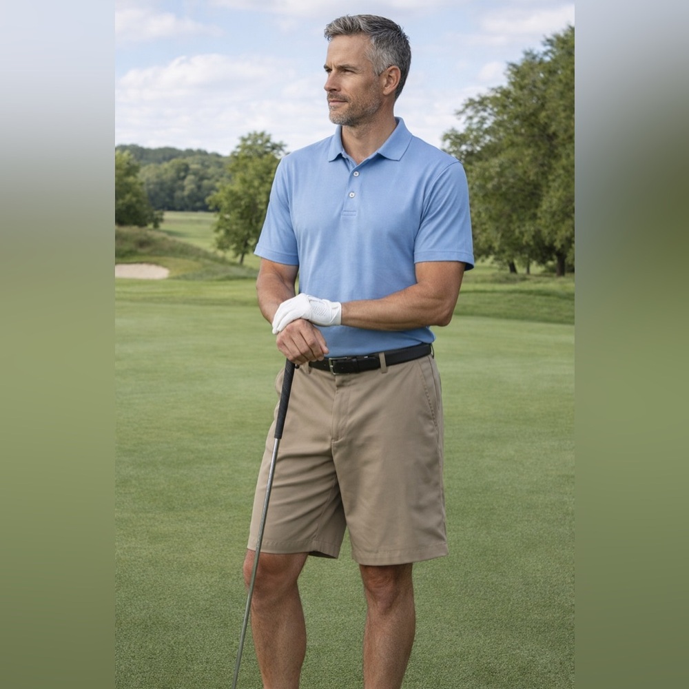 Nike Golf Shorts Mens 40 Khaki Dri Fit Flat Front Performance Beige